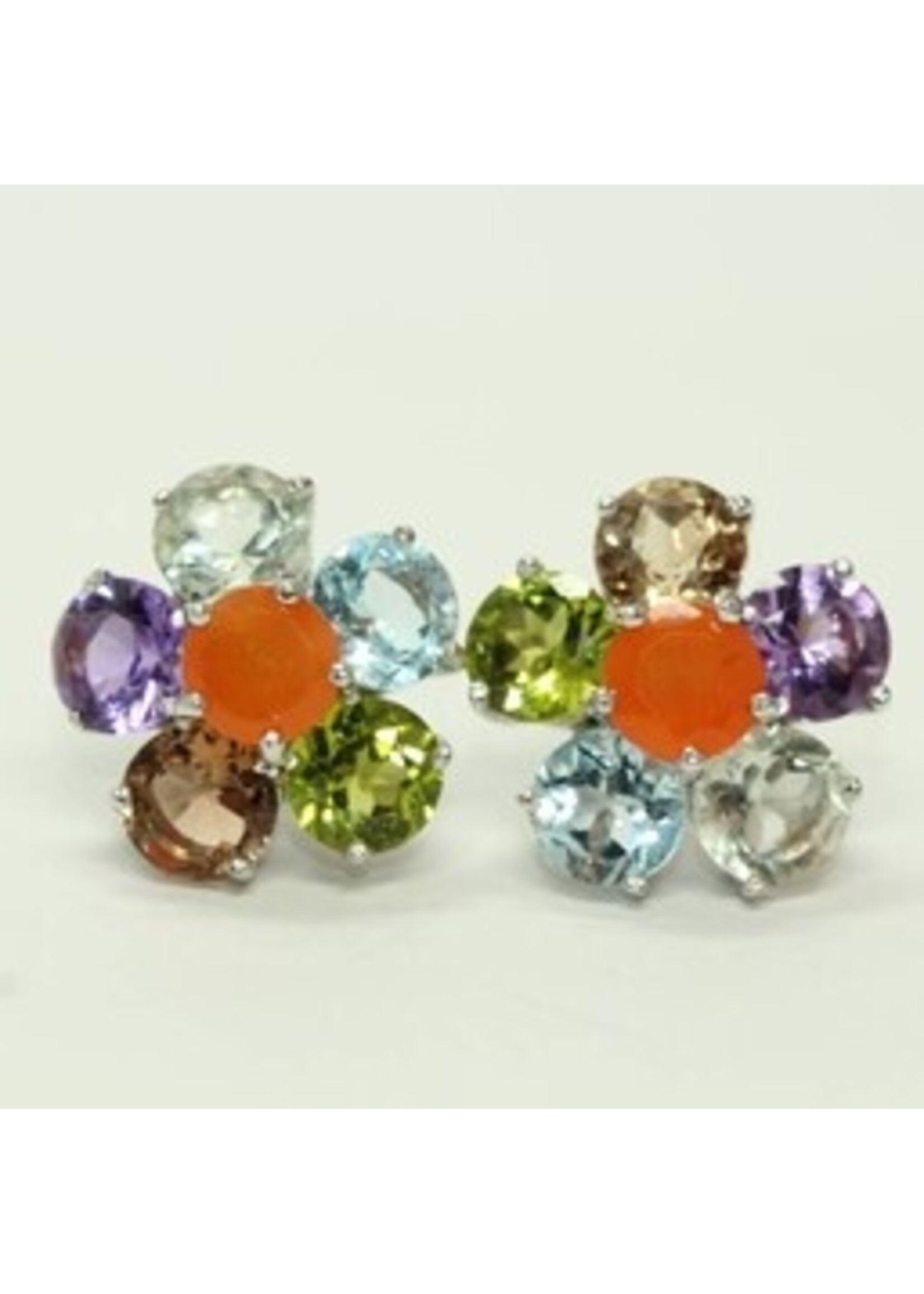 925 orecchini d'argento rodio set con Corniola naturale, ametista, topazio azzurro, peridoto e quarzo
