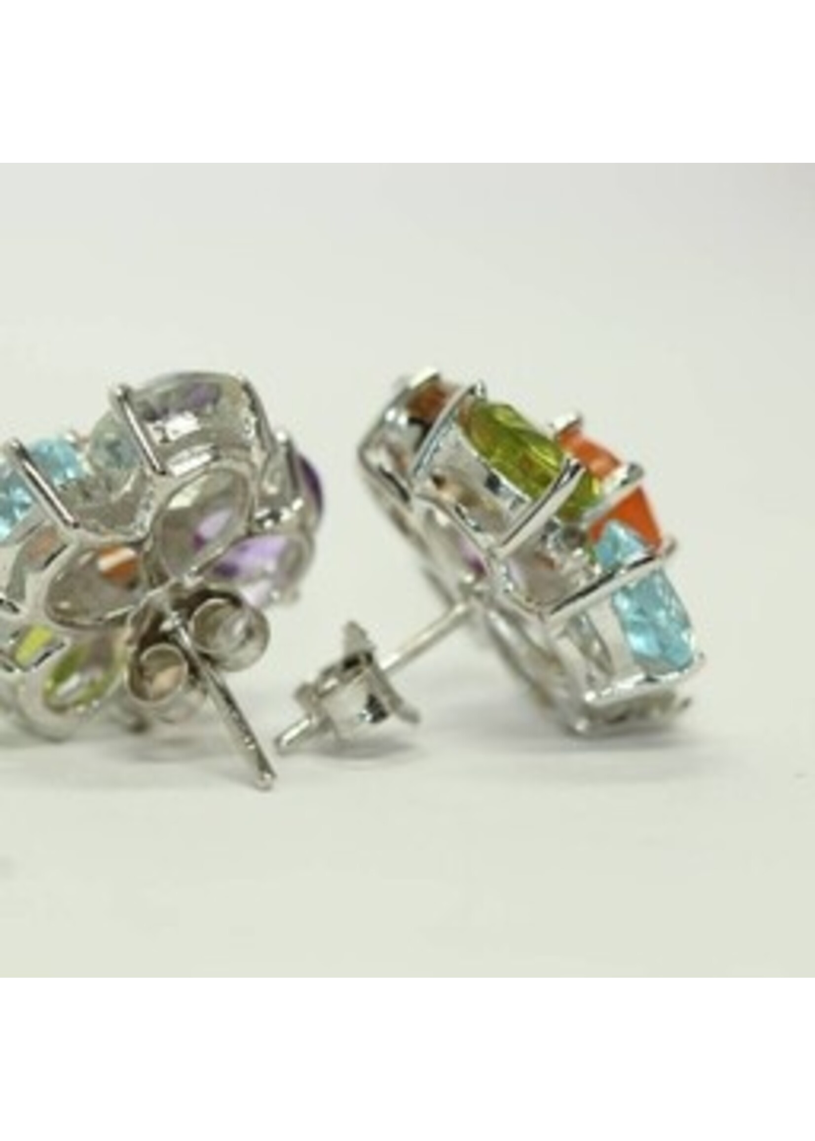 925 orecchini d'argento rodio set con Corniola naturale, ametista, topazio azzurro, peridoto e quarzo