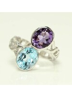 Ring set with Blue Topaz and Amethyst