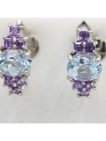 Oorbellen met Amethist en blauwe Topaas
