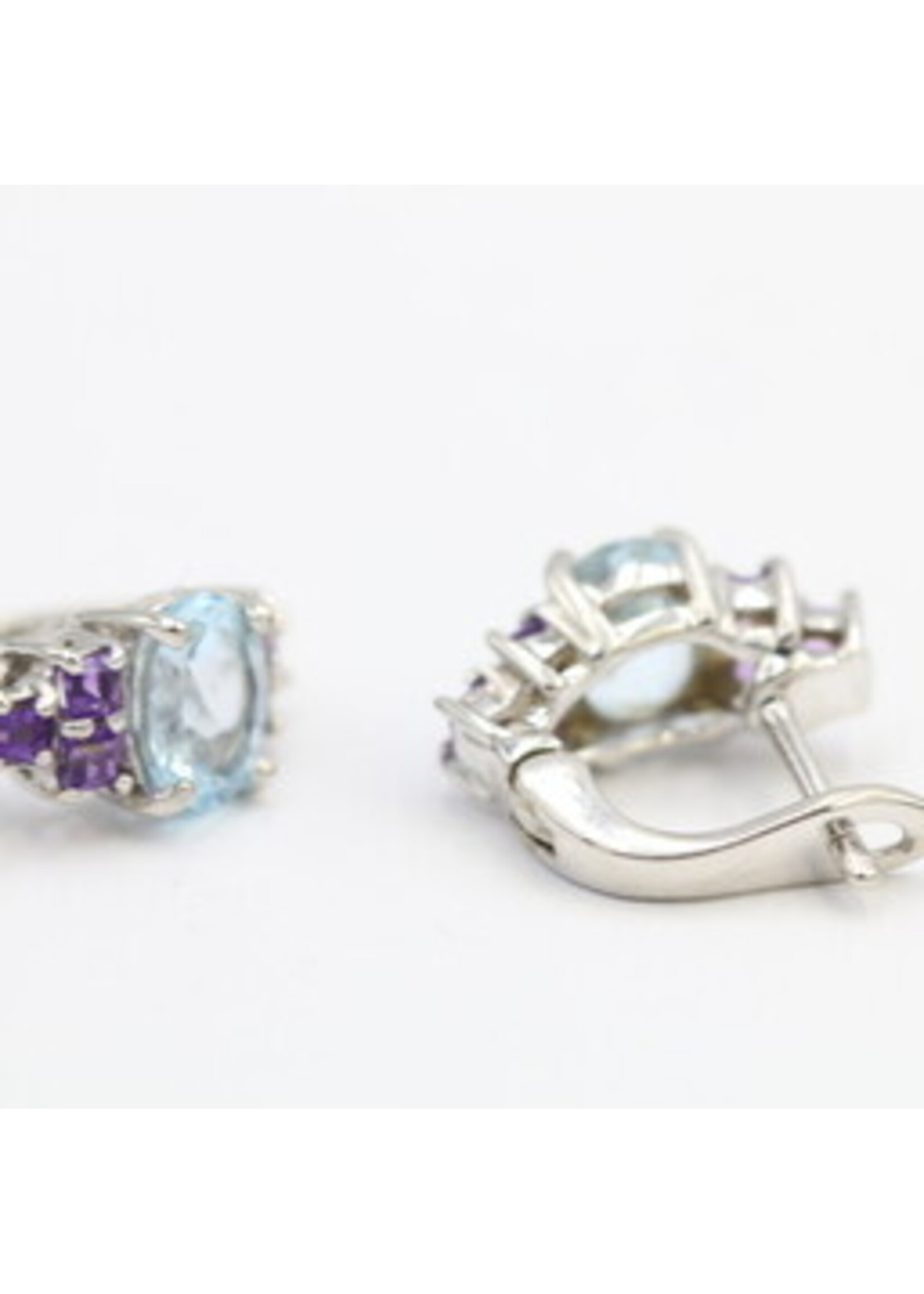 Silver 925 Earrings with Amethyst and Blue Topaz