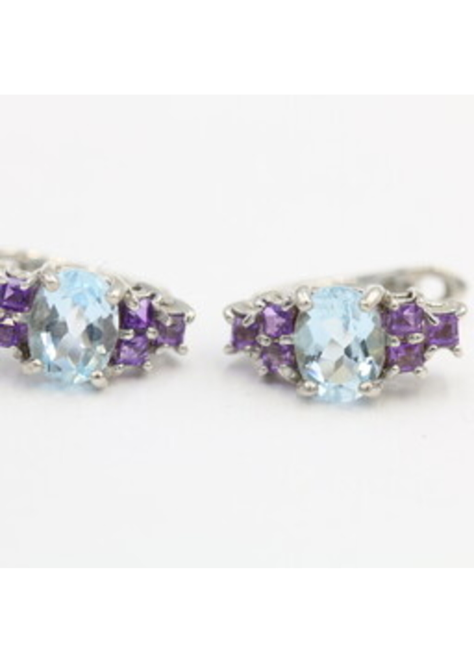 Silver 925 Earrings with Amethyst and Blue Topaz
