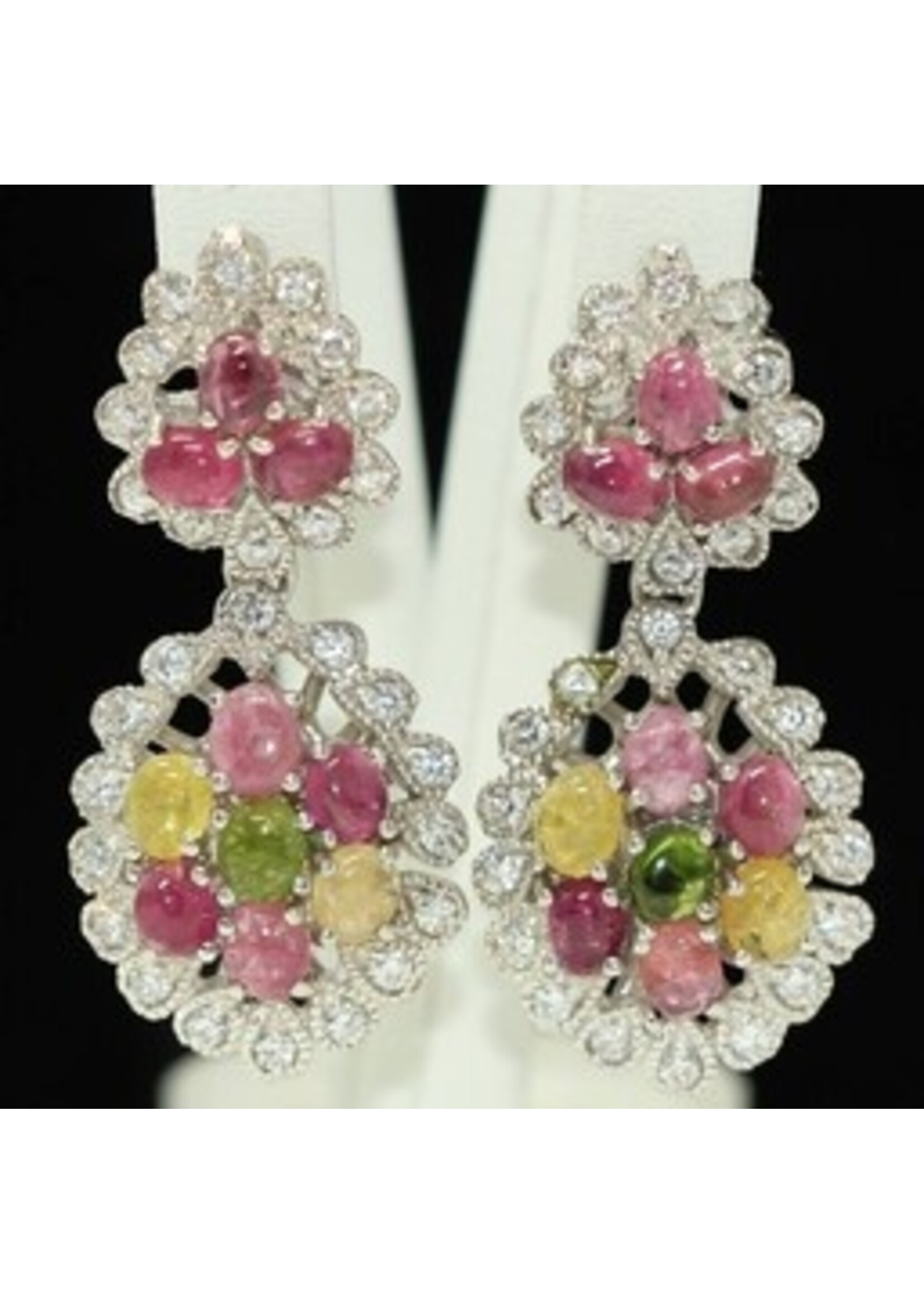 925 Earings set with natural toumaline and Cubic Zirconia