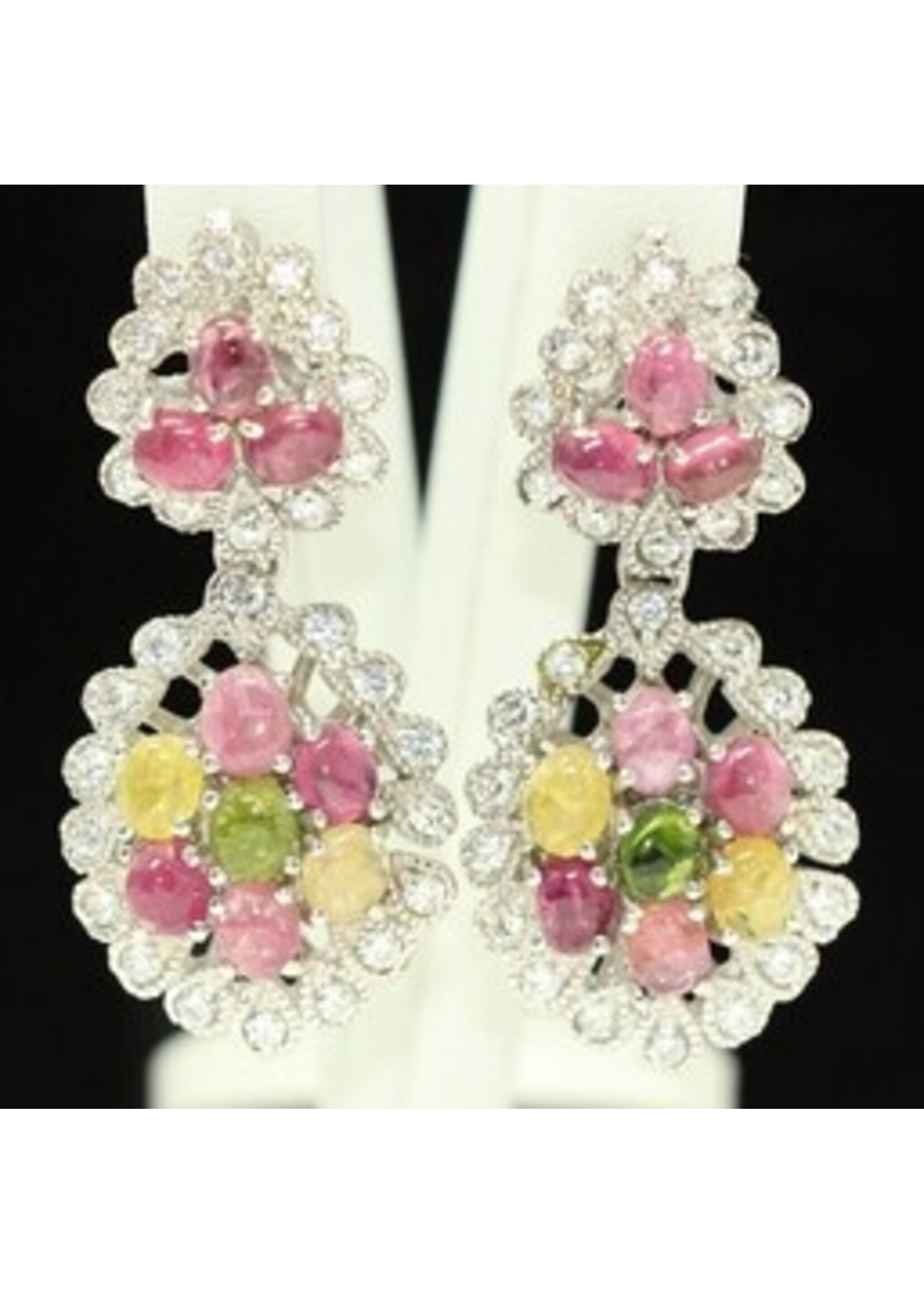 925 Earings set with natural toumaline and Cubic Zirconia