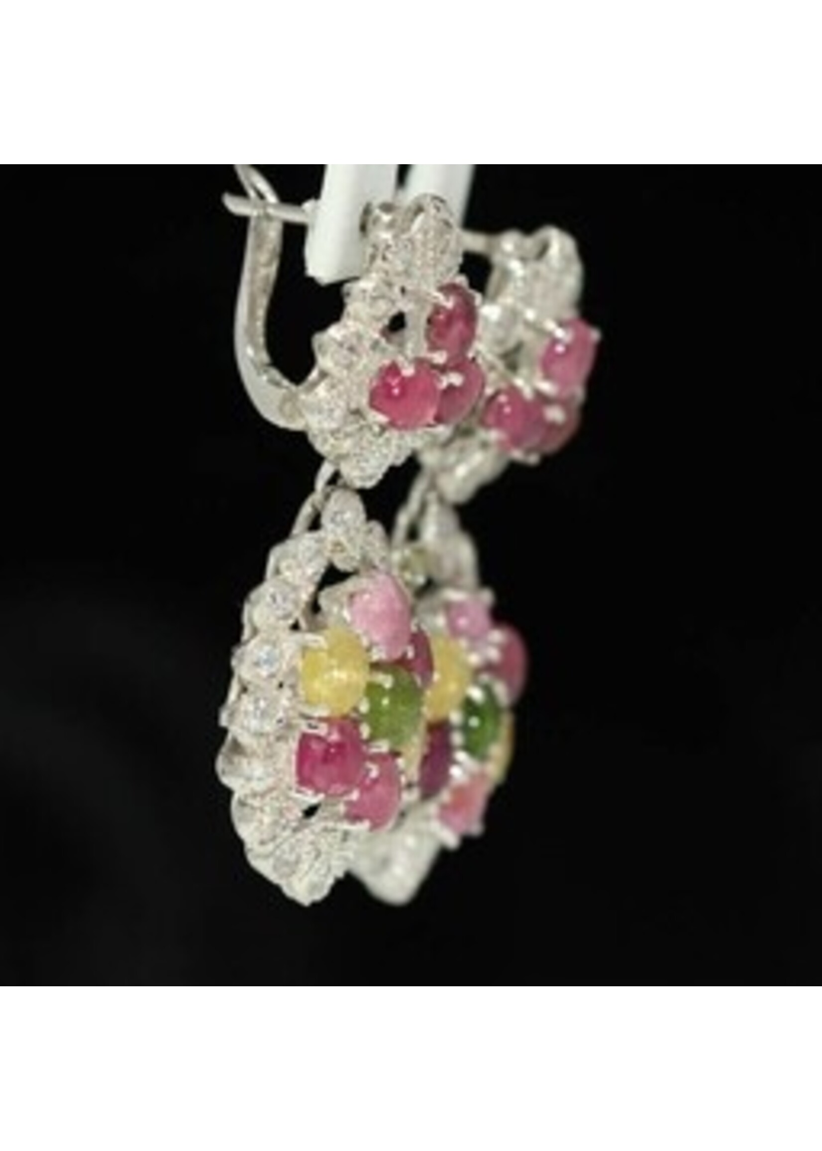 925 Earings set with natural toumaline and Cubic Zirconia