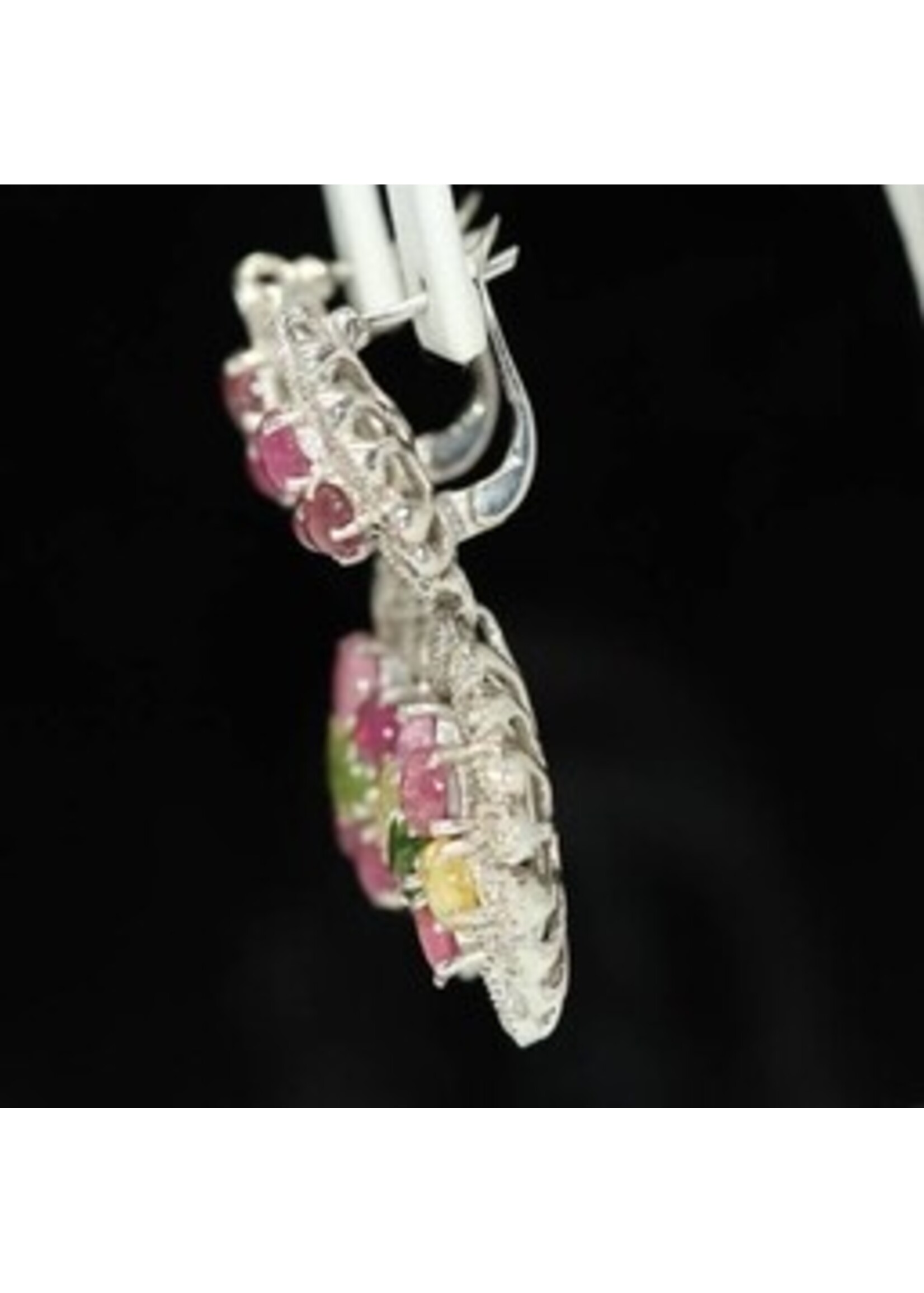 925 Earings set with natural toumaline and Cubic Zirconia