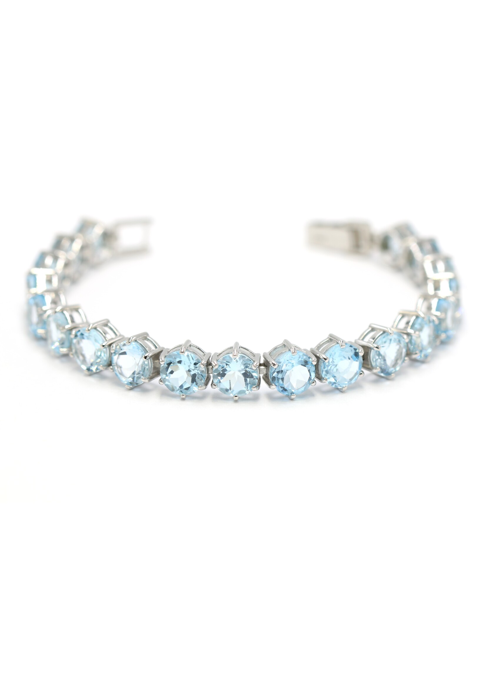 Zilveren 925 Armband bezet met natuurlijke Blauwe Topaas