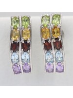 Silver Earrings with Multi-Gemstones