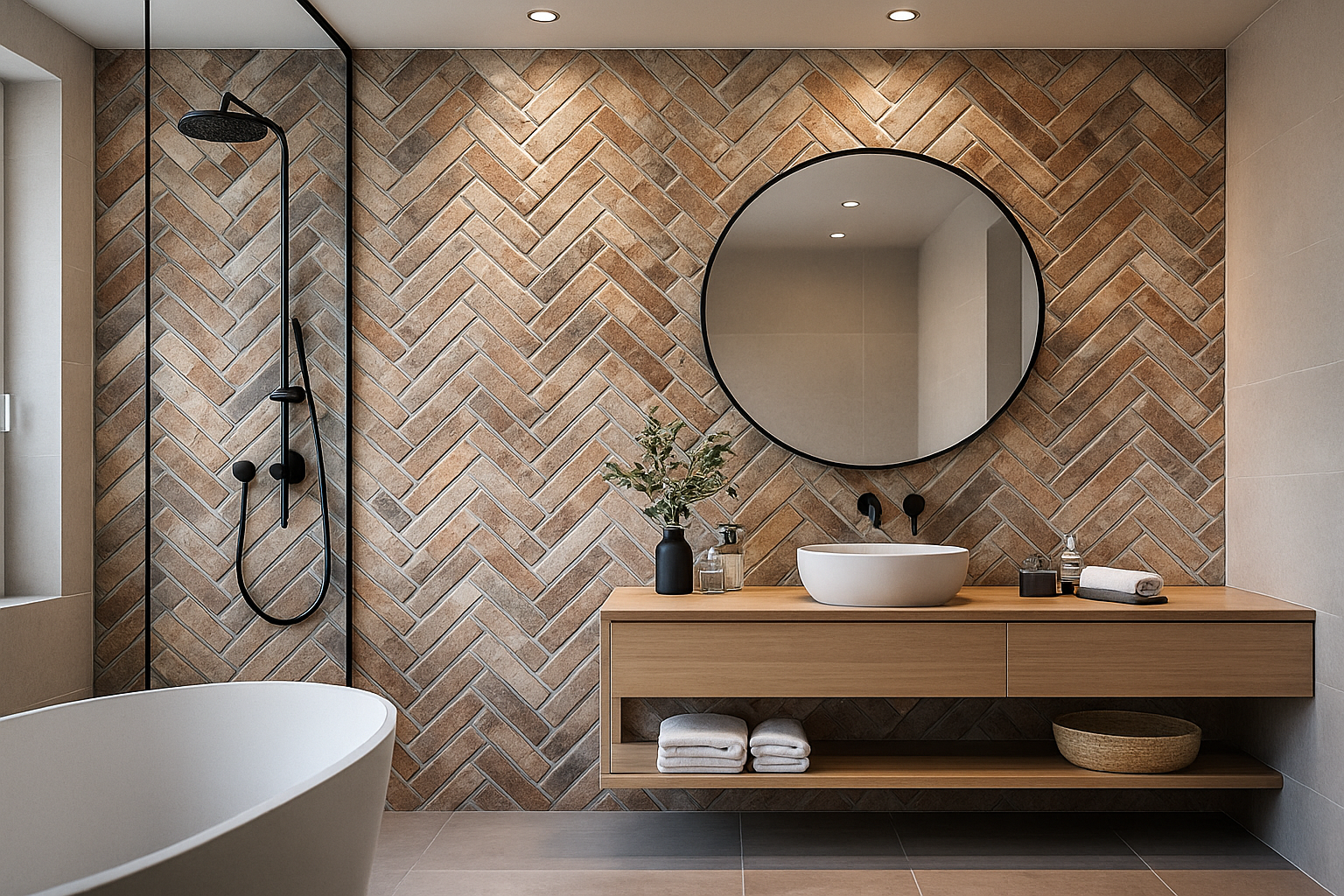 Steenstrips badkamer