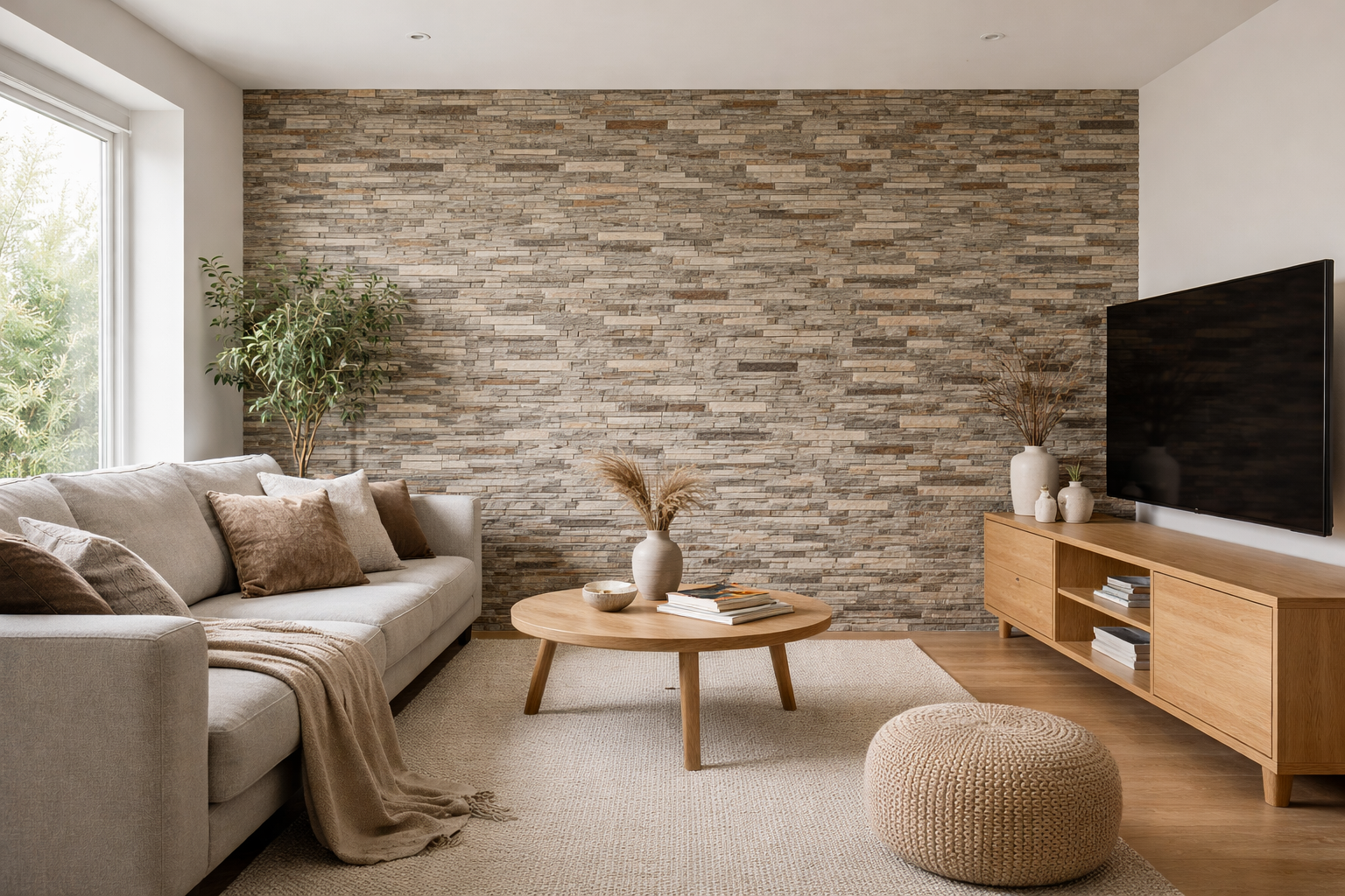 Steenstrips woonkamer