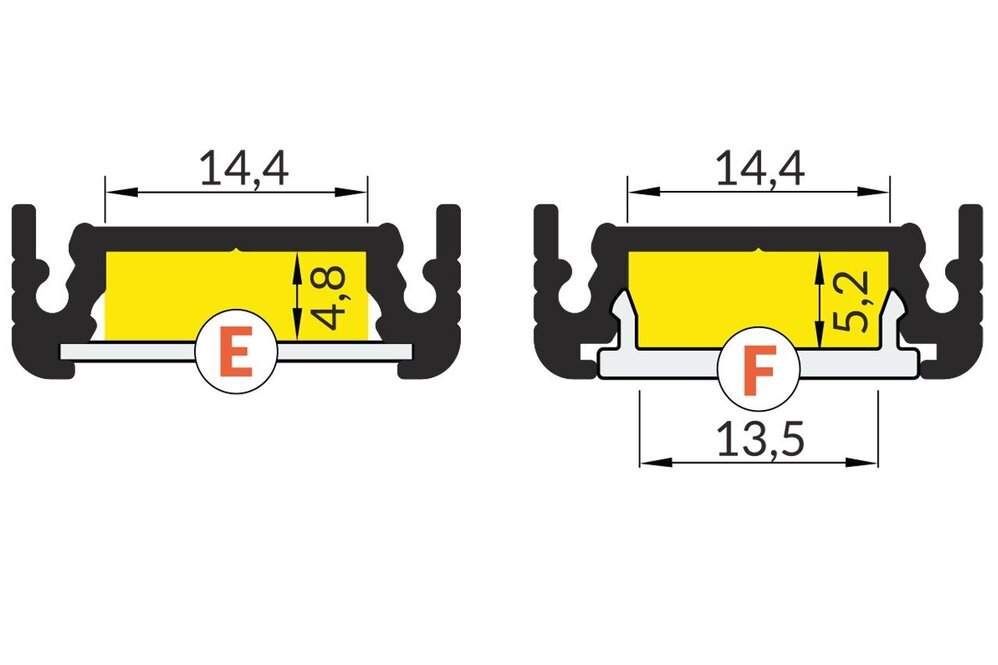FLUID 14mm Led-Profil-Aufbau 1m-2m