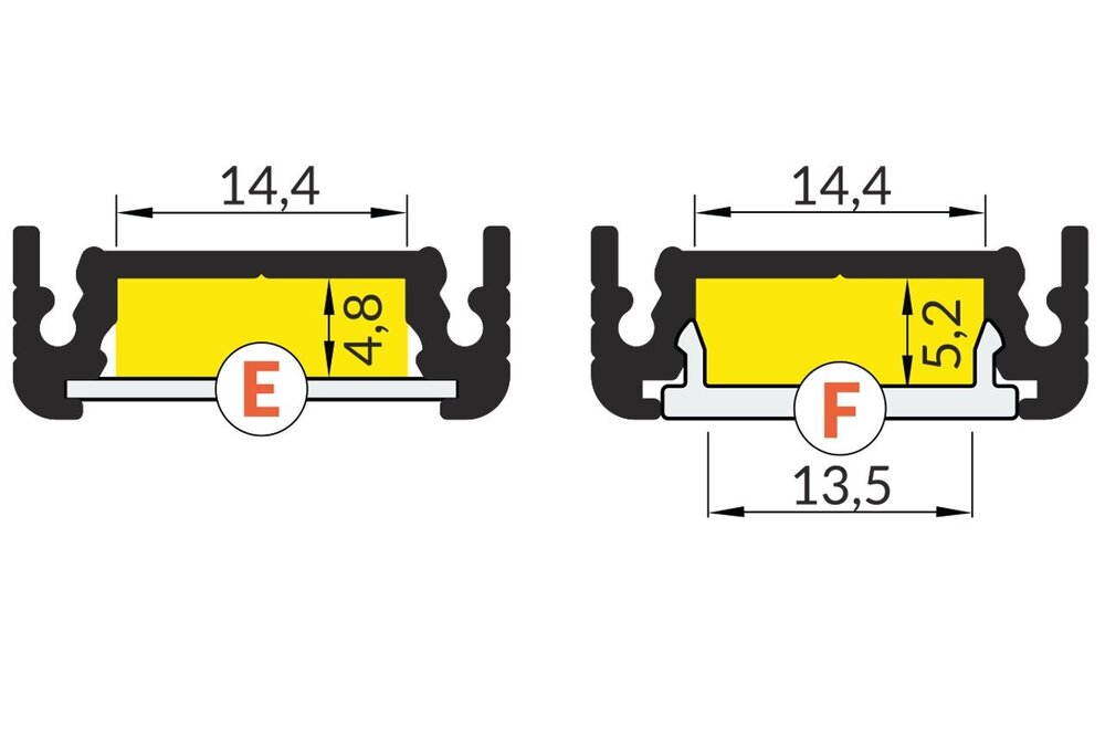FLUID 14mm Led-Profil-Aufbau 1m-2m