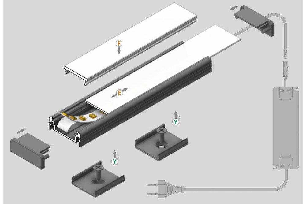 FLUID 14mm Led-Profil-Aufbau 1m-2m