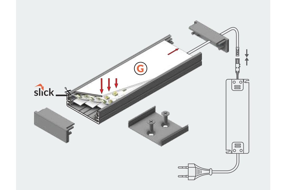 STRETCHED 24mm Led-Profil für Oberflächenmontage 1m-2m