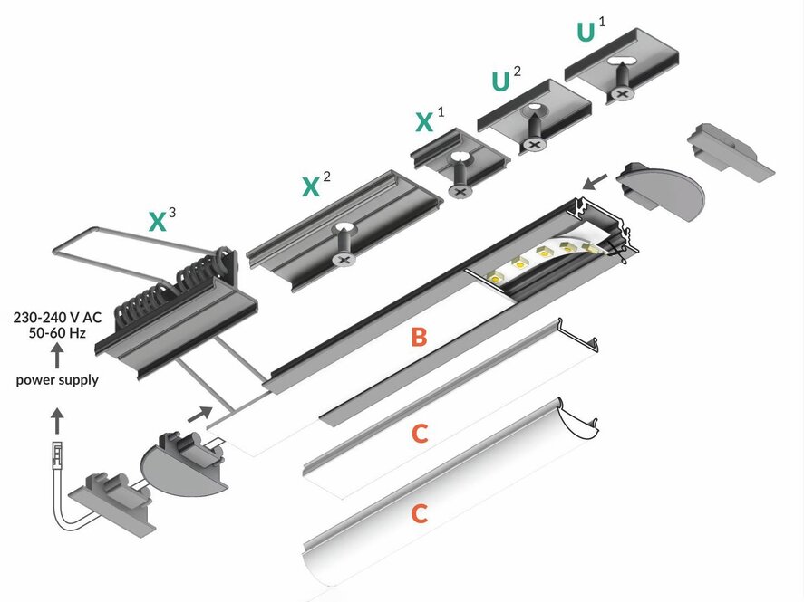 LINEA10 10mm Versenktes Led-Profil 1m-2m