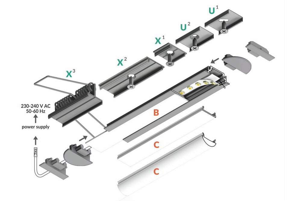 LINEA10 10mm Versenktes Led-Profil 1m-2m