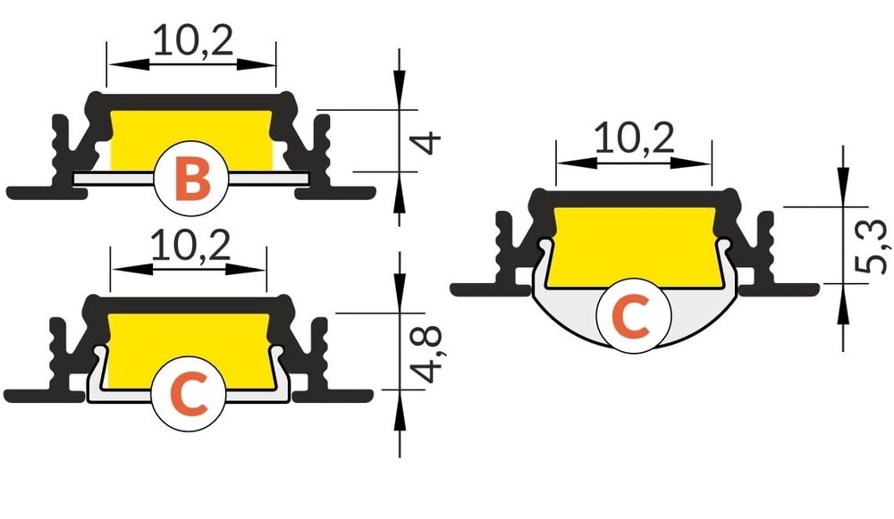 LINEA10 10mm Versenktes Led-Profil 1m-2m
