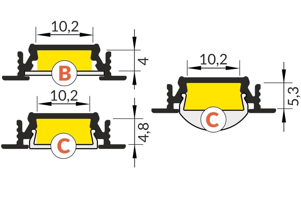 LINEA10 10mm Versenktes Led-Profil 1m-2m