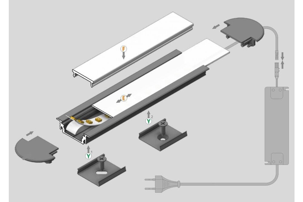 LINEA14 14mm Versenktes Led-Profil 1m-2m