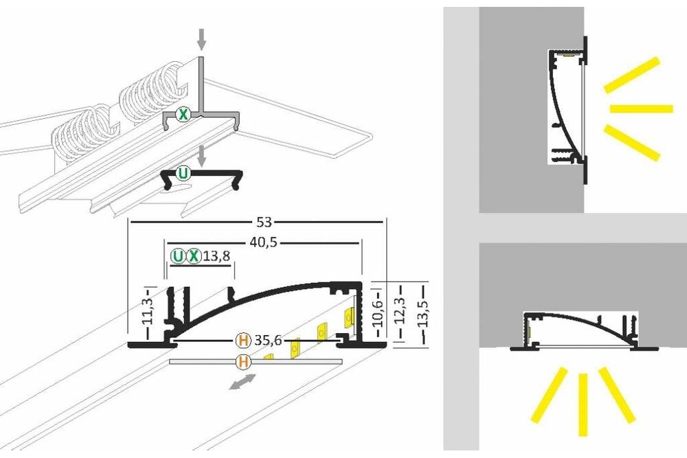 SMOOTH 10mm versenktes Led-Profil 1m-2m