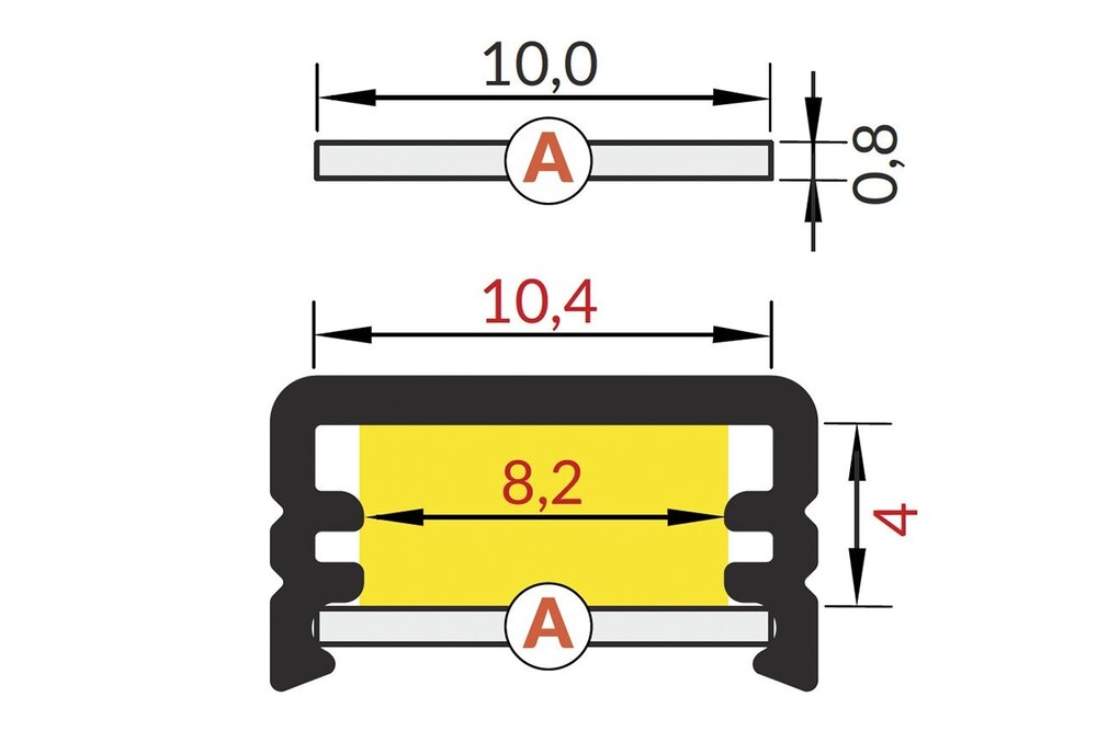 Abdeckung A Slide in 1m oder 2m Länge für das Profil CONTOUR