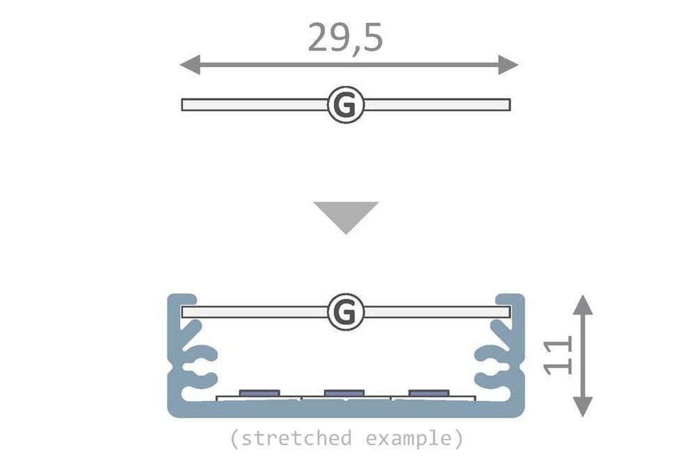 Abdeckung G-Slide in 1m oder 2m für Profiltyp STRETCHED und ANGLE27.
