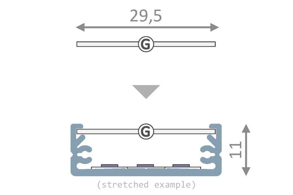 Abdeckung G-Slide in 1m oder 2m für Profiltyp STRETCHED und ANGLE27.
