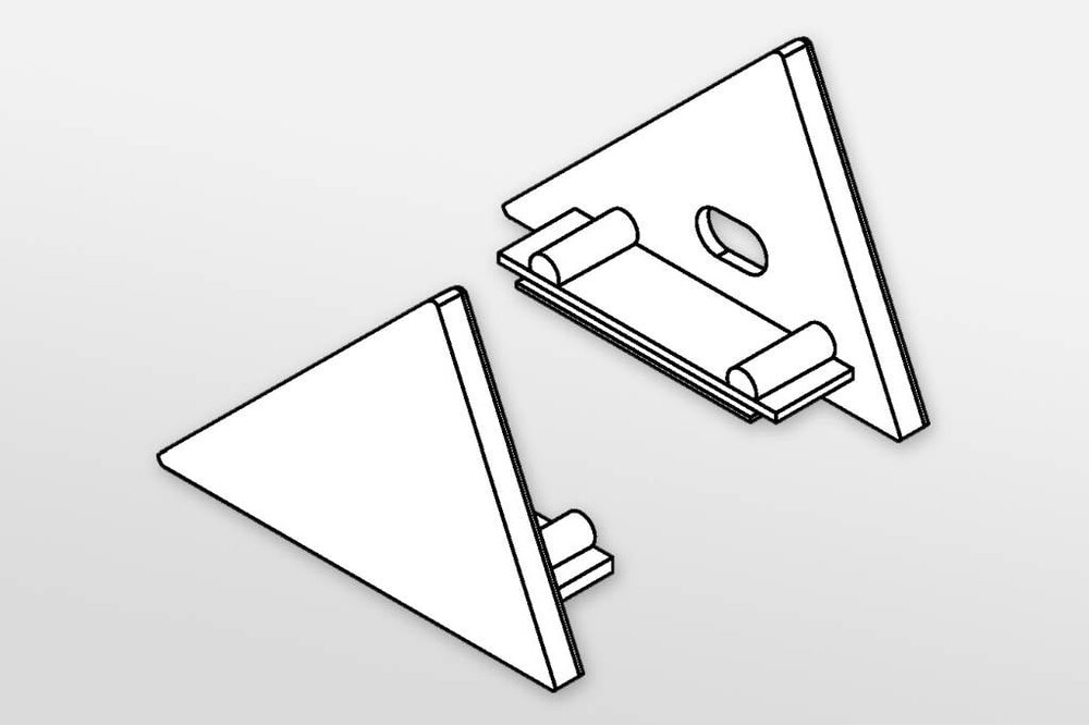 Endkappen für LED-Profil TRIAD Zweier-Satz, mit oder ohne Kabelloch