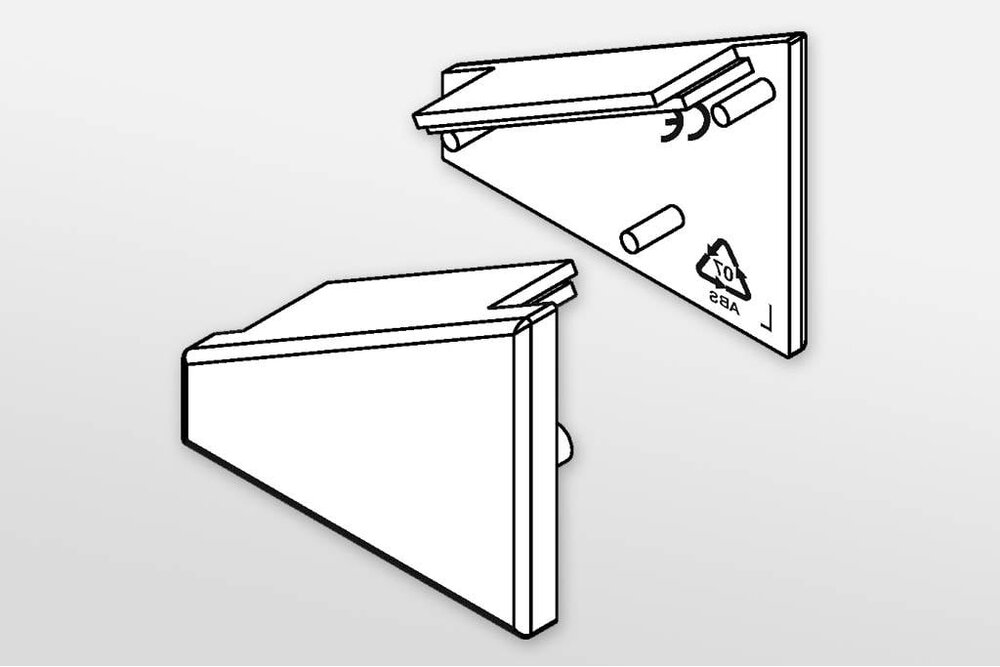 Endkappen für LED-Profil ANGLE14 Zweier-Satz, mit oder ohne Kabelloch