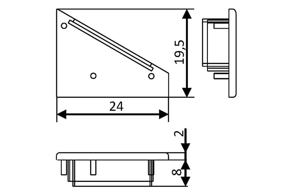 Endkappen für LED-Profil ANGLE14 Zweier-Satz, mit oder ohne Kabelloch