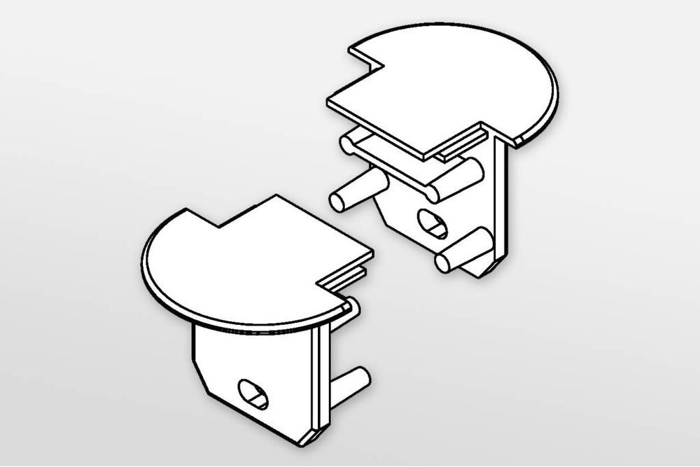 Endkappen SUB halbrund, Zweier-Set