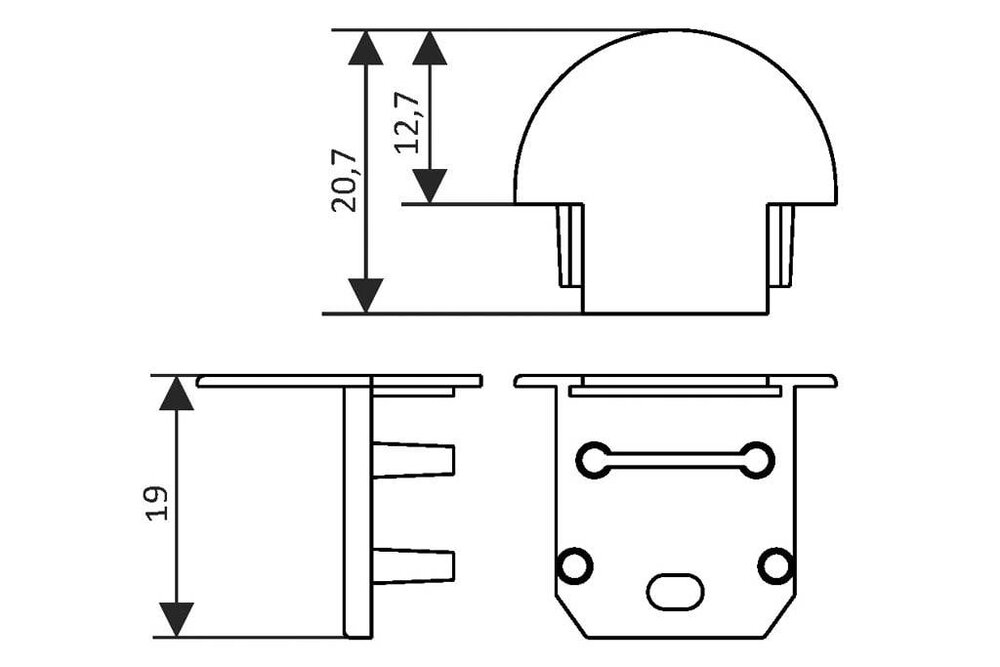 Endkappen SUB halbrund, Zweier-Set