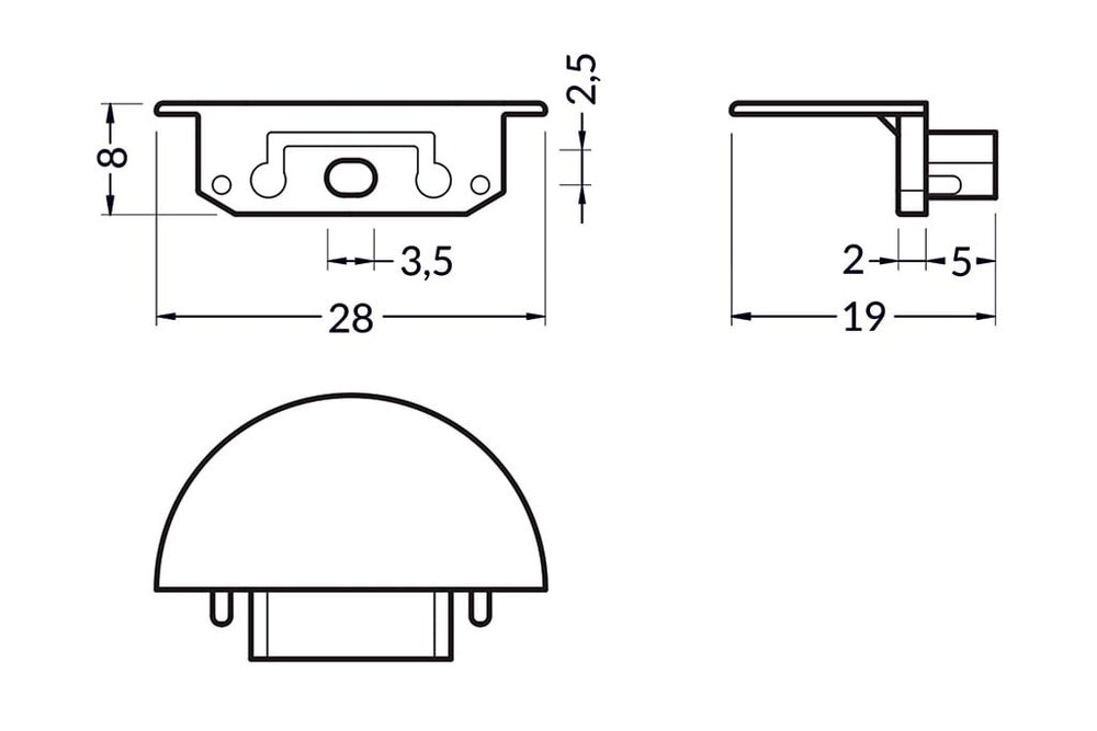 Endkappen für LED-Profil LINEA14 Zweier-Set