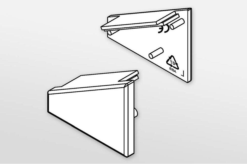 Endkappen für LED-Profil ANGLE27 Zweier-Satz, mit oder ohne Kabelloch