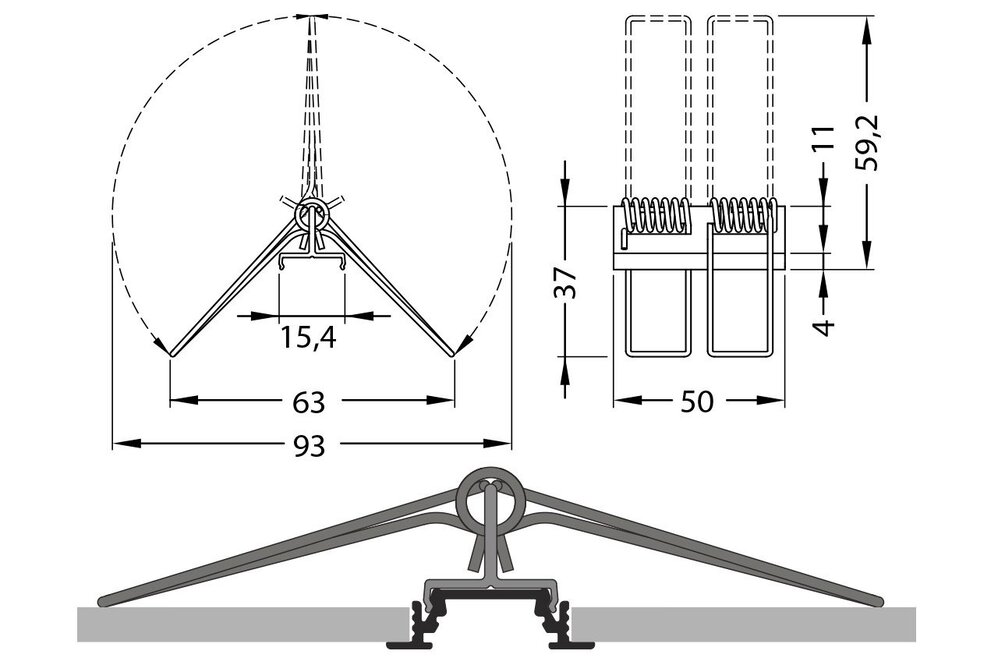 Halter Typ `X` mit Feder (1 Stück)