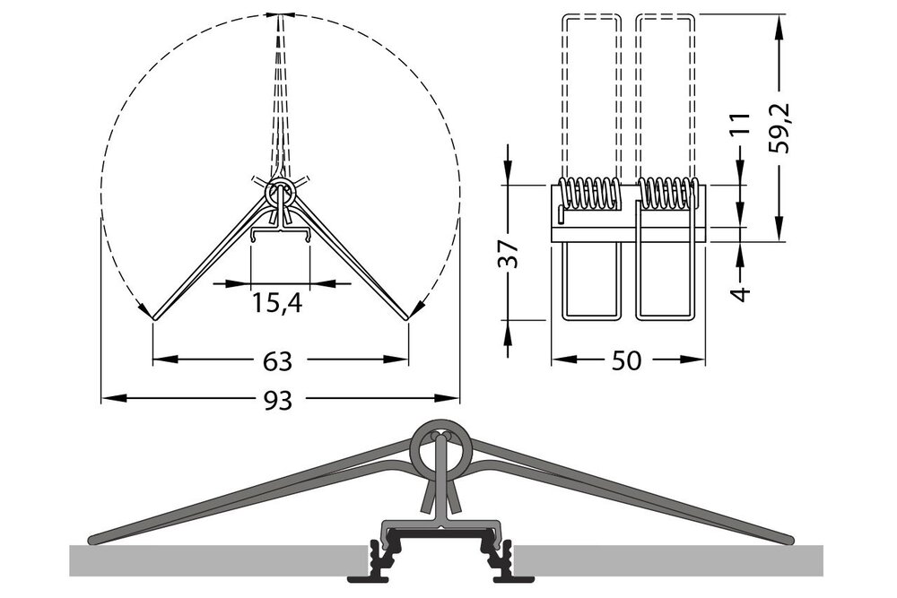 Halter Typ `X` mit Feder (1 Stück)