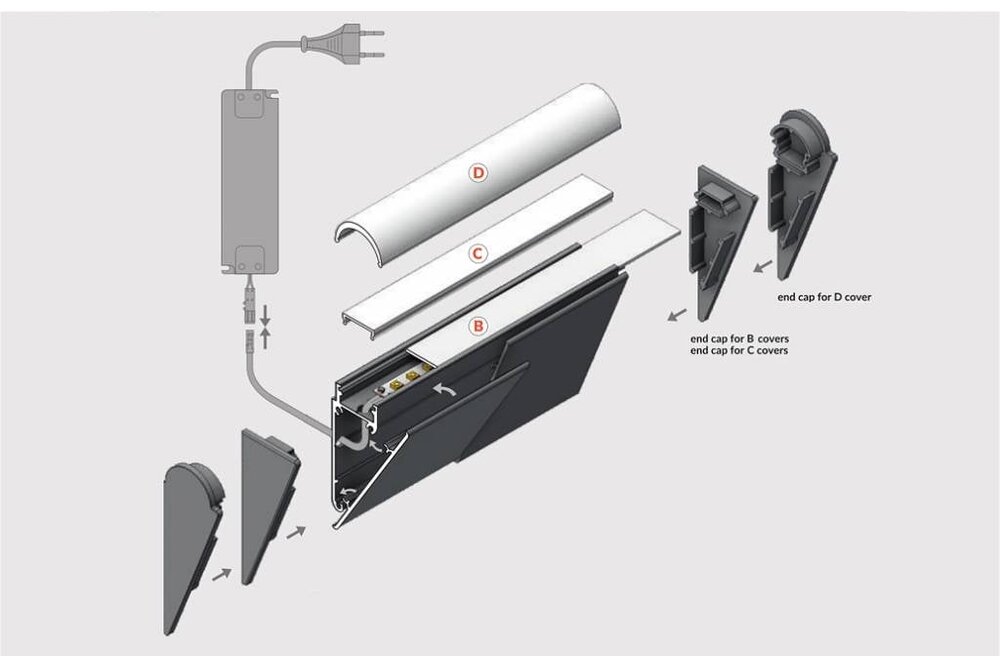 WALL 12mm LED-Anbauprofil 1-2m (weiß/alu)