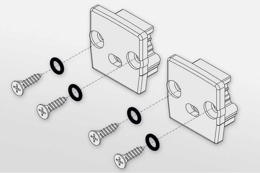 Endkappen für LED-Profil STEPON12 Zweier-Set, mit oder ohne Kabelloch