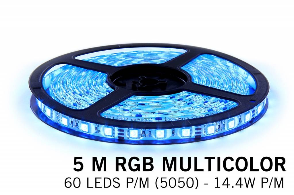 RGB-LED-Streifen 5 Meter, 300 LEDs Typ 5050 12V (IP20/IP65)