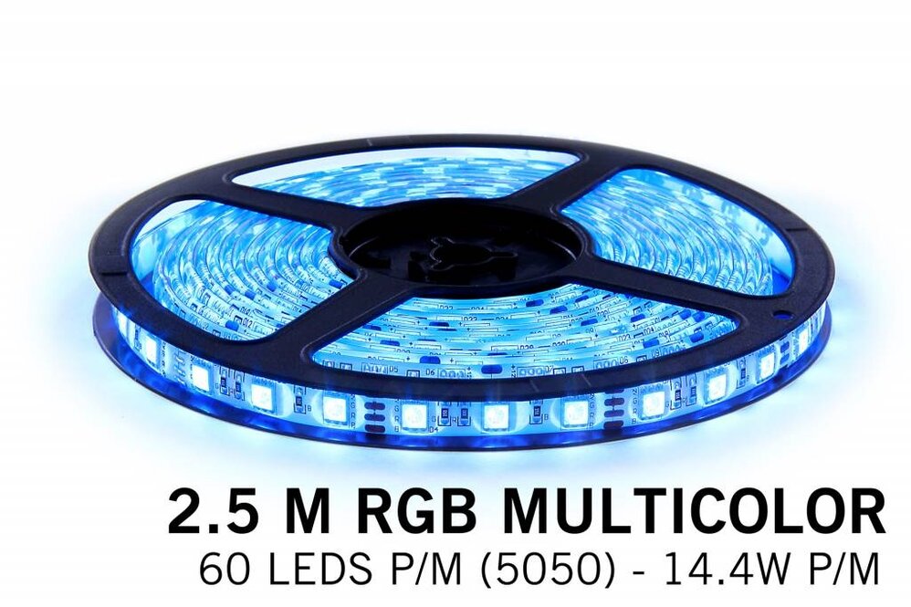 RGB-LED-Streifen 2,5 Meter, 150 LEDs Typ 5050 12V (IP65)