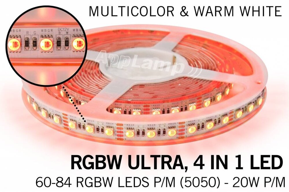 RGBW ULTRA LED-Streifen 60 - 84 LED/m, 4 IN 1 LED | 2.5M, 5M, 10M | 12V/24V