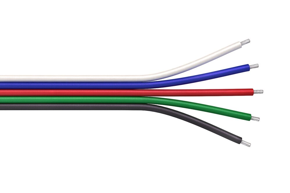 RGBW-Flachkabel mit 5 Adern, 5-adriger RGBW-Draht pro Laufmeter