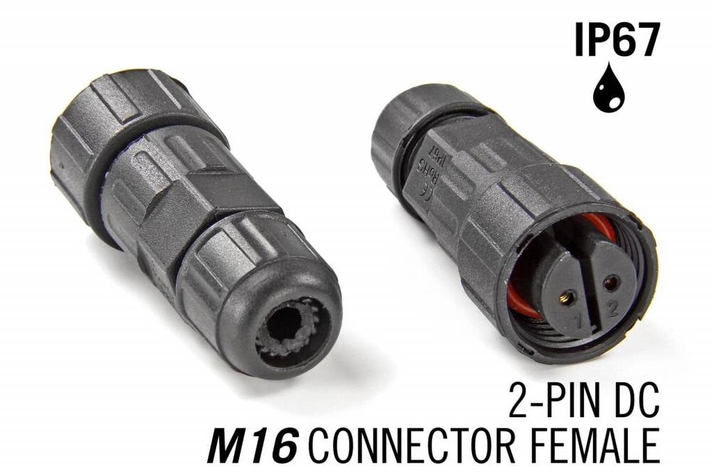 M16 zweipoliger IP67 wasserdichter Kabelstecker Buchse