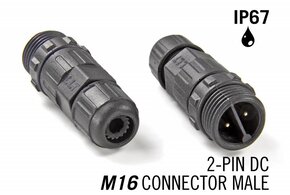 M16 zweipoliger IP67 wasserdichter Kabelstecker männlich