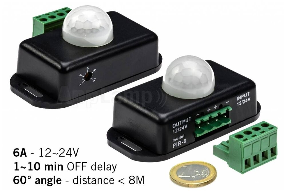 PIR-Bewegungsmelder / Bewegungsmelder, 12-24V / 6A, 60° Winkel, 1~10min