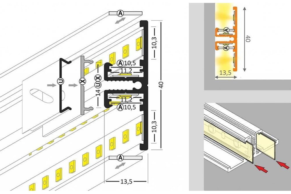 AMBI10 LED-Profil Indirekte Seitenbeleuchtung