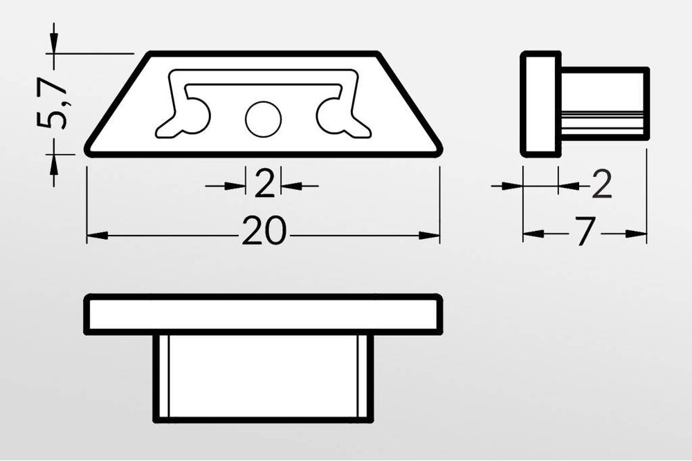 Endkappen BEND für Abdeckung `C`, Satz mit zwei Stück