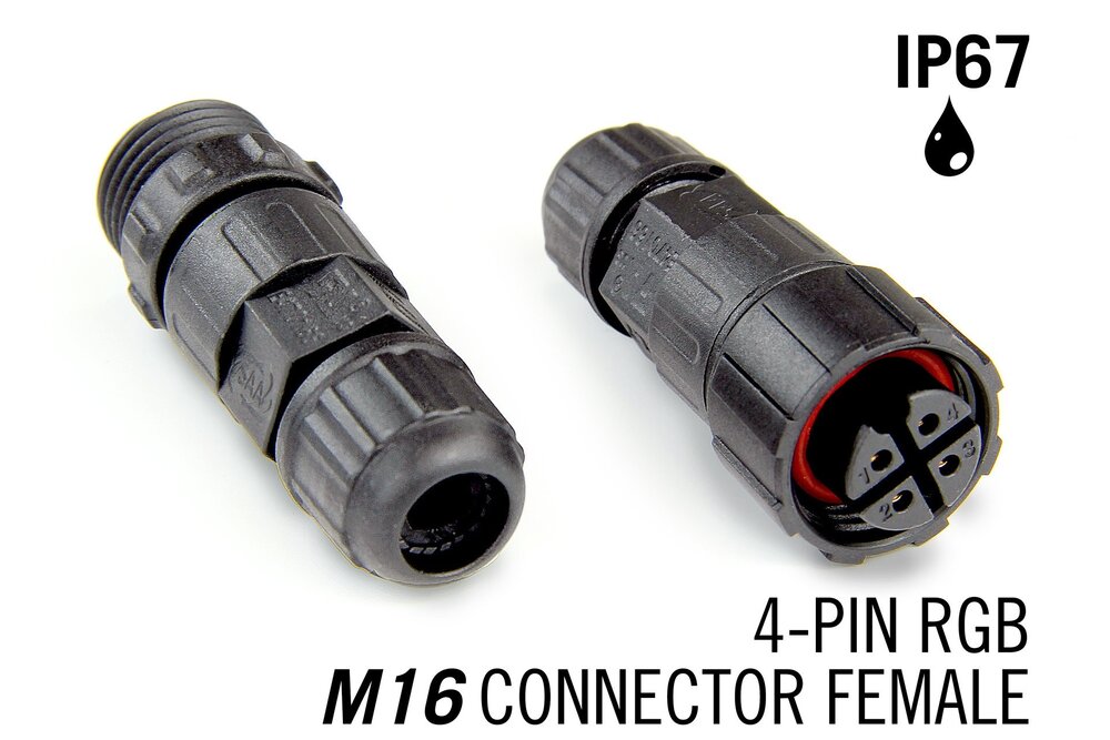 M16 4-poliger IP67 wasserdichter Kabelstecker Buchse RGB