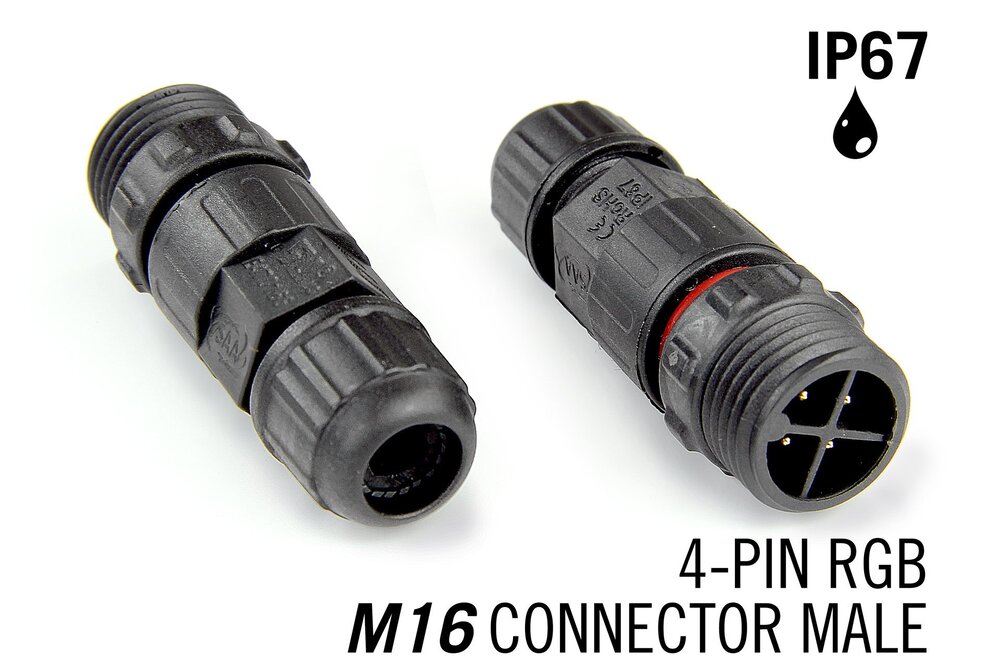 M16 4-poliger IP67 wasserdichter Kabelstecker männlich