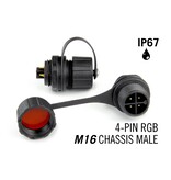 M16 4-poliger IP67 wasserdichter Einbaustecker männlich